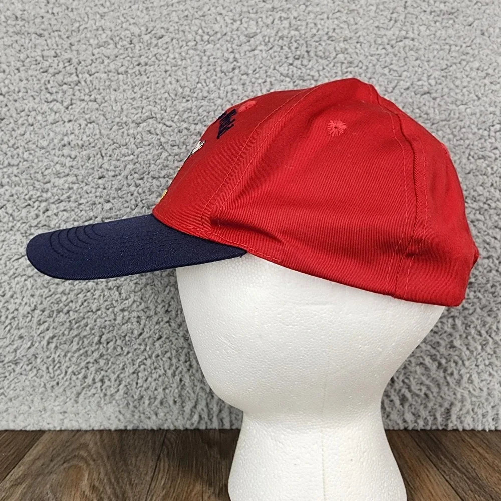 Vintage 90s Walt Disney World Mickey Mouse‎ Youth Snapback Hat Red Navy Blue